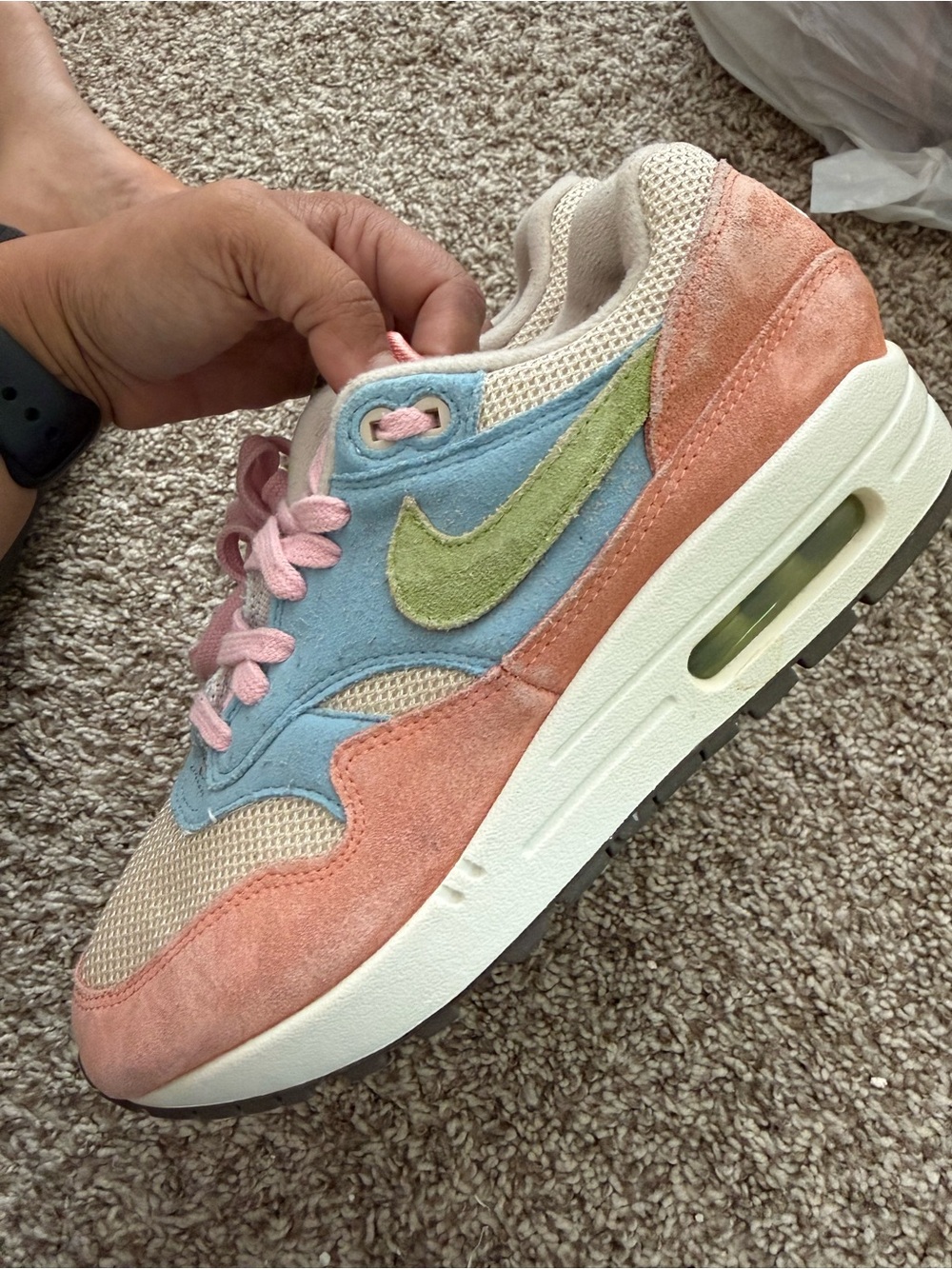 Nike Women’s Suede & Mesh Pastel Sneaker - Peach, Blue, Green